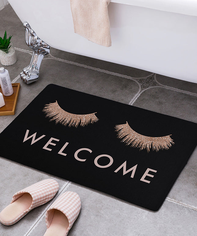 Black & Gold Bathroom Mat | Absorbent “Welcome” Lash Rug