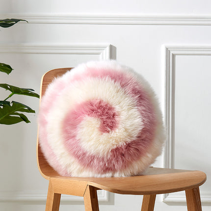 Round Plush Cushion | Pink & Cream Modern Decorative Pillow