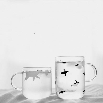 Polar Bear Glass Mug | Cute Penguin Clear Coffee Cup