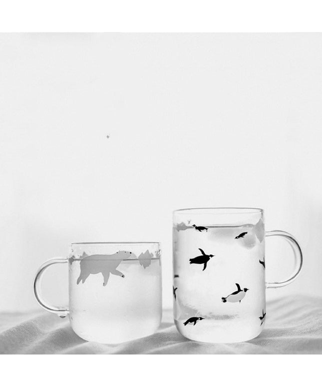 Polar Bear Glass Mug | Cute Penguin Clear Coffee Cup