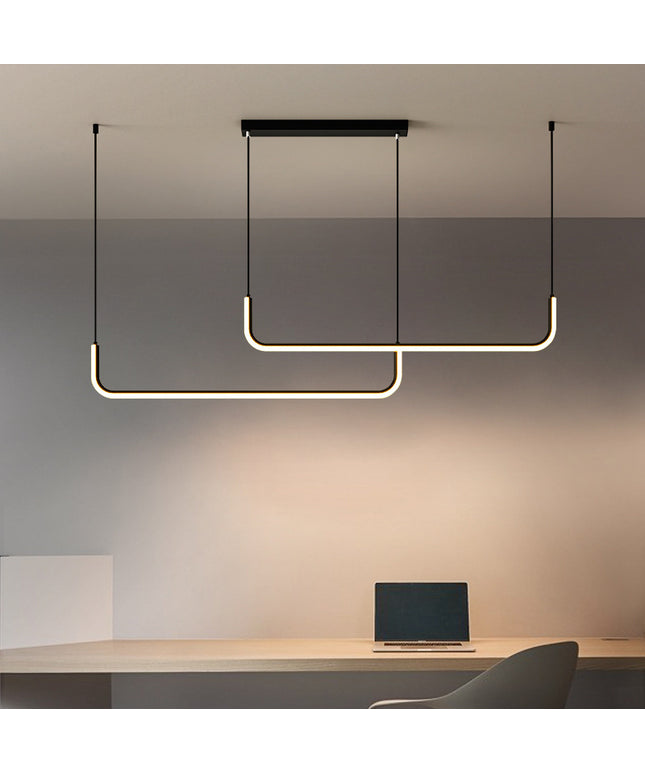 Minimalist LED Strip Chandelier – Modern Linear Pendant Light