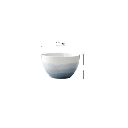 Nordic Gradient Grey-Blue Ceramic Tableware Set – Plates & Bowls