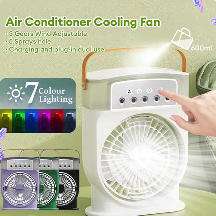 Portable USB Air Cooler Fan | Mist Cooling Fan with LED Light