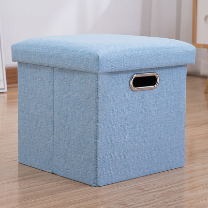 Storage Stool with Lid Linen Foldable Storage Box Seat