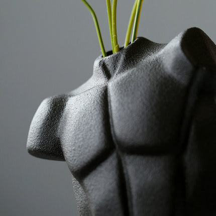 Abstract Male Body Vase – Minimalist Ceramic Torso Sculpture