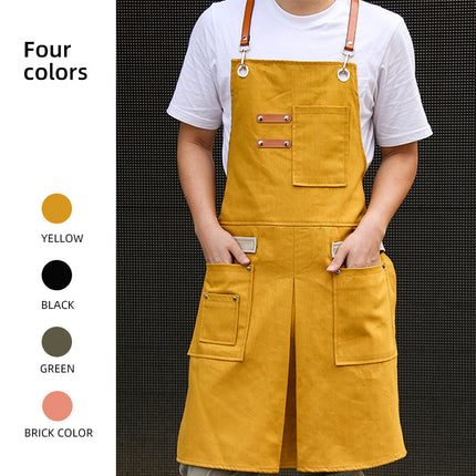Utility Apron with Pockets – Full Body | Gardening & Kitchen | Yellow, Black, Green, Brick