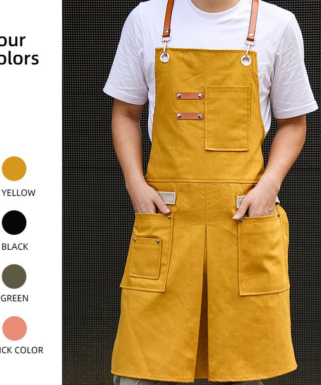 Utility Apron with Pockets – Full Body | Gardening & Kitchen | Yellow, Black, Green, Brick