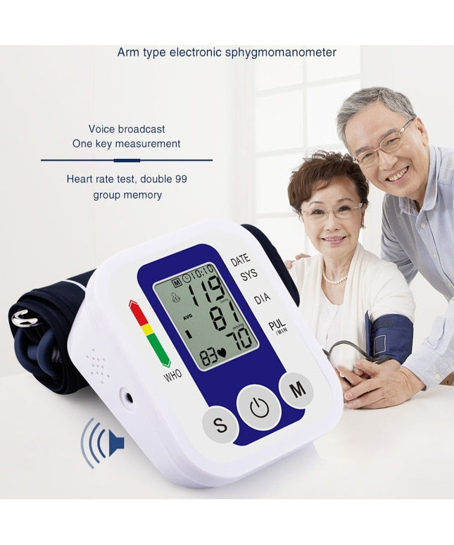 Household Upper Arm Blood Pressure Monitor – Precise Measurement with Multi-Voice Function