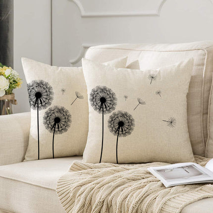 Beautiful Dandelion Printed Linen Cushion Cover