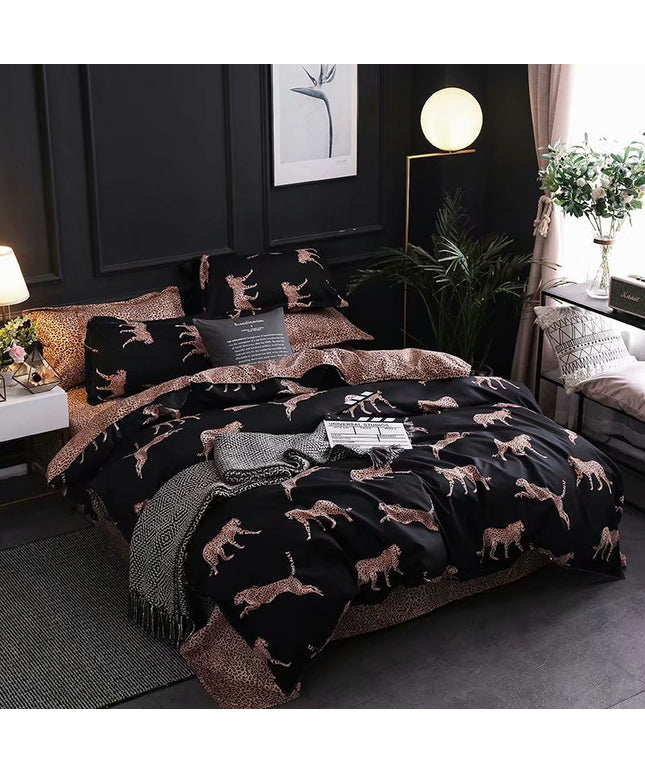 King Size Bedding – Dark Leopard or Feather Design, 3 Piece Set