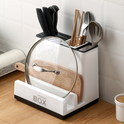 Kitchen Tableware Holder – Knife & Utensils Storage with Chopping Board Shelf