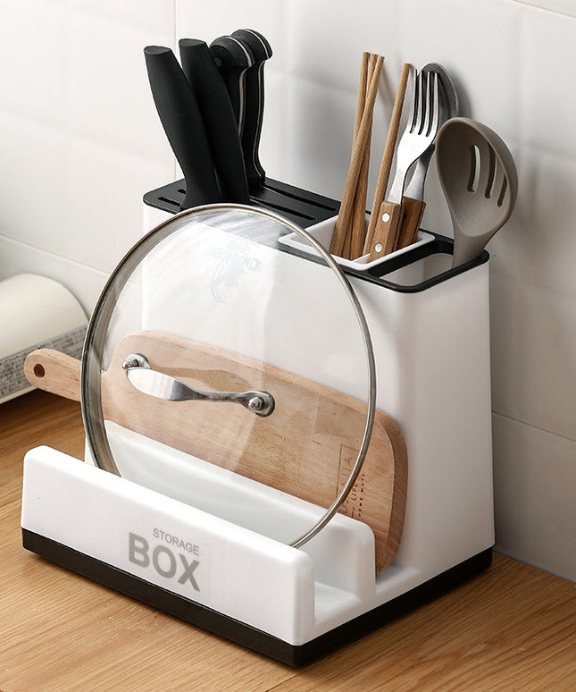 Kitchen Tableware Holder – Knife & Utensils Storage with Chopping Board Shelf