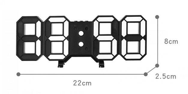 3D Black LED Clock – Remote Control Wall or Free-Standing Electronic Clock