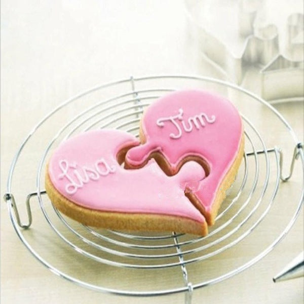 Love Heart Puzzle Mould ❤️ – Stainless Steel Biscuit, Cookie, and Pastry Cutter