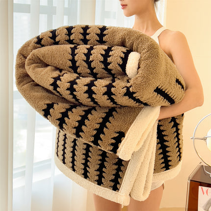 Coral Fleece Blanket | Bold Stripe Cosy Throw