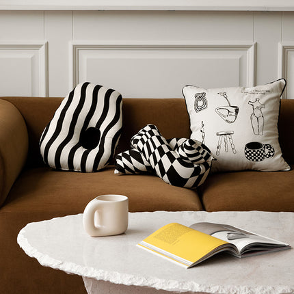 Monochrome Artistic Cushion – Cotton Modern Pillow & Covers | Ikeame