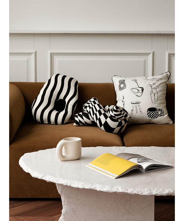 Monochrome Artistic Cushion – Cotton Modern Pillow & Covers | Ikeame