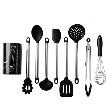 Stainless Steel & Silicone 9-Piece Utensils Kit 🍳 – With Pot