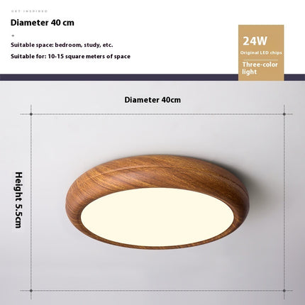 Circular Walnut Wooden LED Ceiling Light – Modern Minimalist Lamp