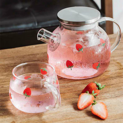 Borosilicate Glass Strawberry Jug Cup Set