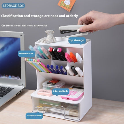 Acrylic Pen Holder with Drawer – Clear Desk Organiser Storage Box