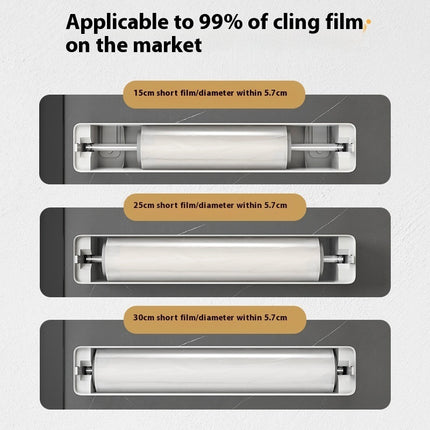 Magnetic Cling Film Cutter 📦 – Wall-Mounted, Grey/White or Wood/White + 100m Roll