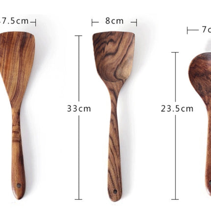 Solid Wood Household Non-stick Pan Wooden Spatula Set