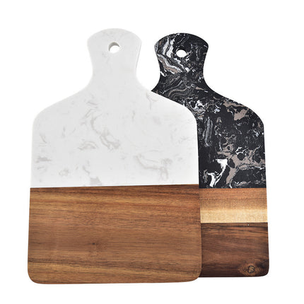 Marble & Acacia Wood Serving Board with Handle – White or Black