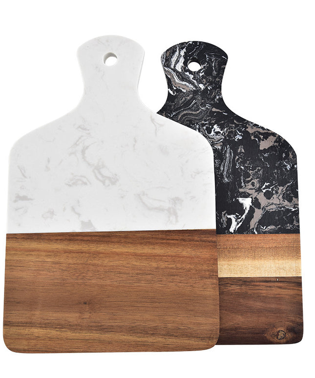 Marble & Acacia Wood Serving Board with Handle – White or Black