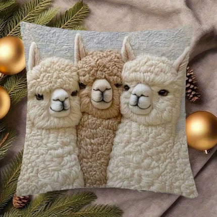 Llama Cushion Cover | Embroidered Throw Pillow