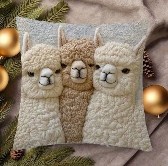 Llama Cushion Cover | Embroidered Throw Pillow