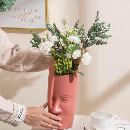 Abstract Face Vase – European Art Style Statement Piece