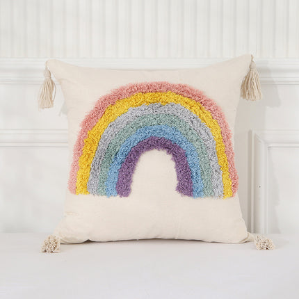 Bohemian Luxury Tufted Cushion Cover – Rainbow Designs, 45x45 & 50x30cm