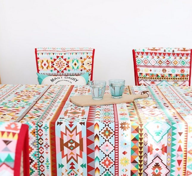 Colourful Cotton Hemp Tablecloth – Plant & Floral Dining Cover | Ikeame