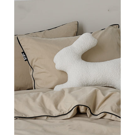 Rabbit-Shaped Plush Pillow – Soft Fleecy Cushion in Black or White