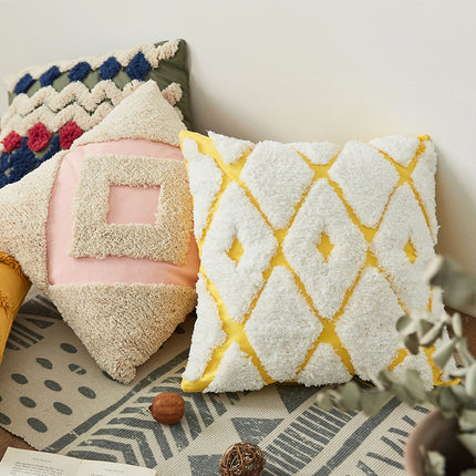 Bohemian Handmade Tufted Cushion Cover | Indian Cotton Cushion 45x45