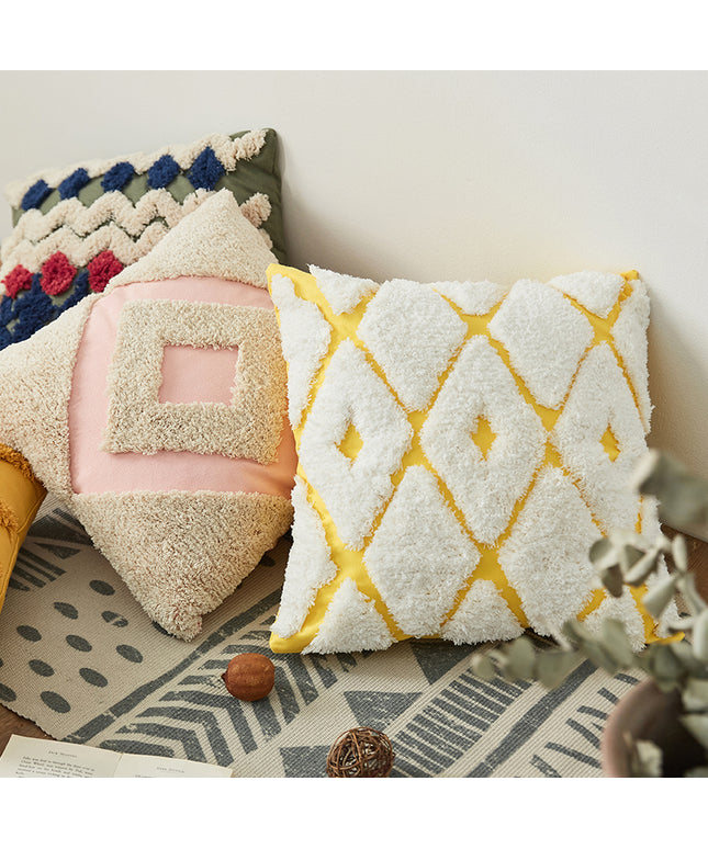 Bohemian Handmade Tufted Cushion Cover | Indian Cotton Cushion 45x45