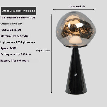 Irregular Glass Sphere Table Lamp – Rechargeable Volcanic Lava Mini Light (4 Colours)