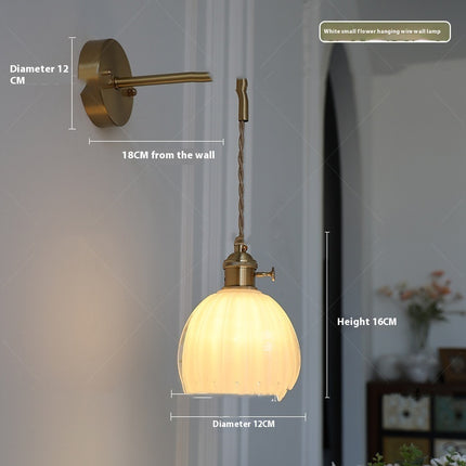 Retro Copper Glass Flower Wall Light – Single Head | Multiple Colours