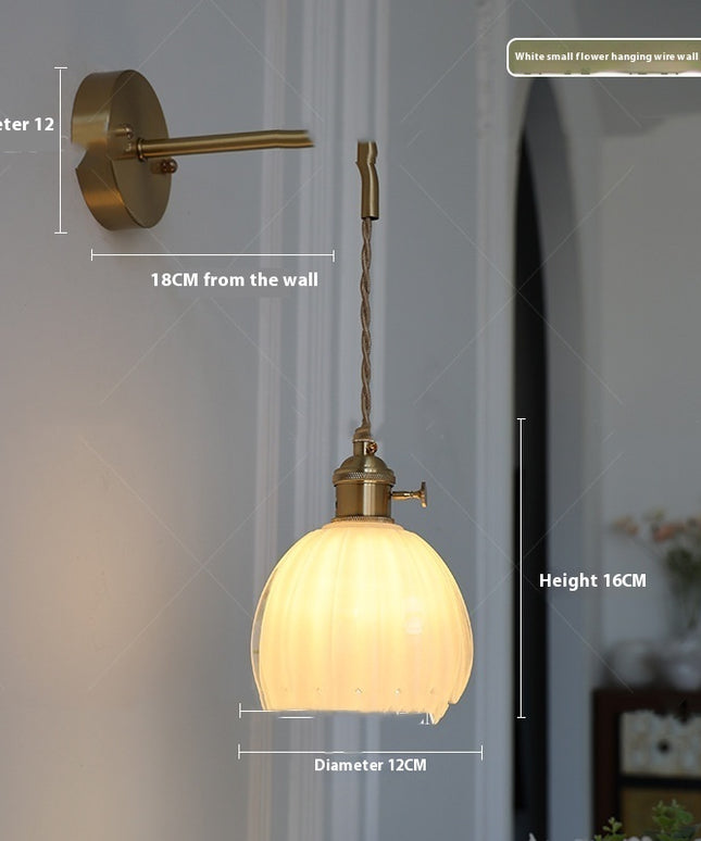 Retro Copper Glass Flower Wall Light – Single Head | Multiple Colours