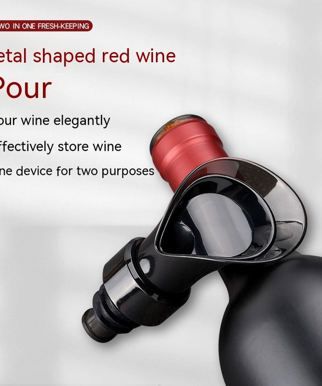 Black Petal 2-in-1 Wine Stopper 🍷 – Vacuum Seal & Pourer