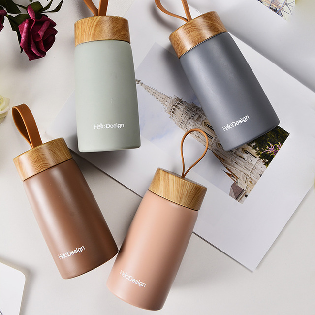Insulated Stainless Steel Mug | Bamboo Style Travel Cup 280ml
