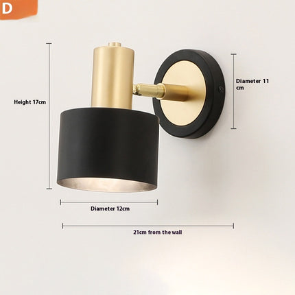 Nordic Style Black & Gold Wall Light – 4 Shade Designs | LED Iron Lamp