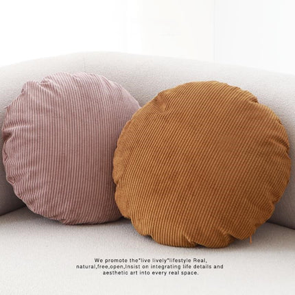 Pinstripe Corduroy Round Cushion with Core – 7 Colours| 45x45, 50x50, 60x60 cm