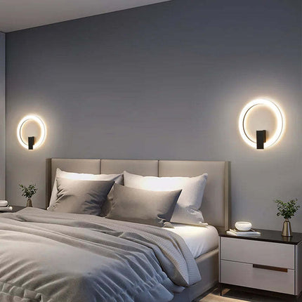 Modern Ring Wall Lamp – Black & Gold LED Minimalist Lighting | Ikeame