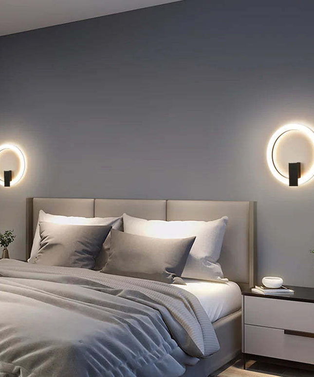 Modern Ring Wall Lamp – Black & Gold LED Minimalist Lighting | Ikeame