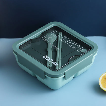 1100ml Lunch Box 🥗 – Microwave Compartment, Cutlery, Green or Yellow