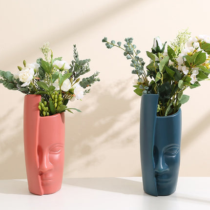Abstract Face Vase – European Art Style Statement Piece