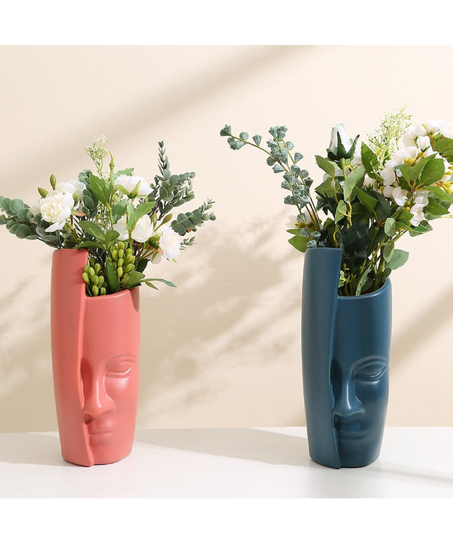 Abstract Face Vase – European Art Style Statement Piece