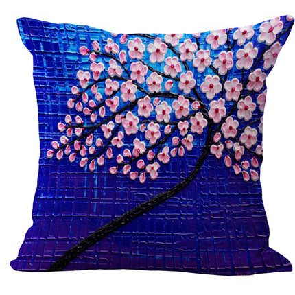 Oil Painting Cushion Cover | Artistic Cotton Linen Pillow 45x45